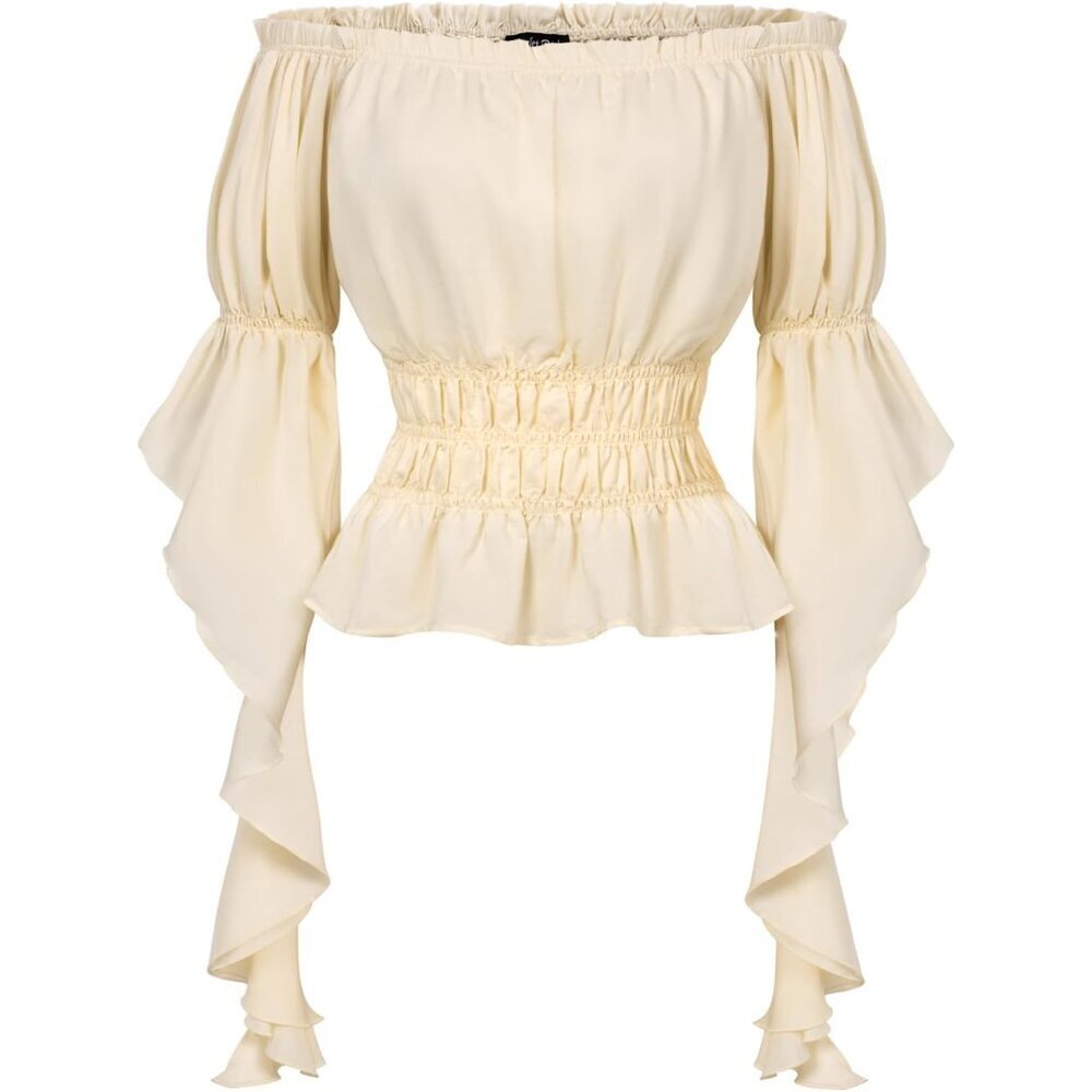 Women's Renaissance Off-Shoulder Ruffle Sleeve Peplum Blouse Top XL
